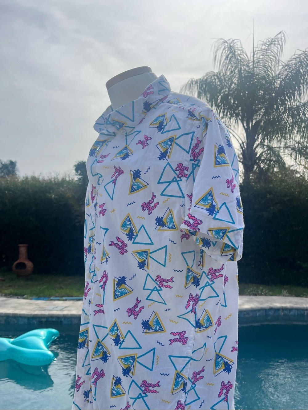 80s inspired Beach Bum Button Down Size Large 100% cotton - Picture 2 of 7